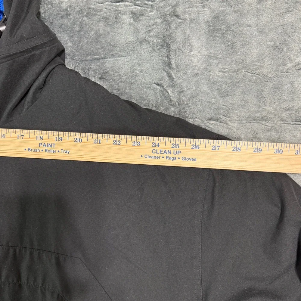 Athletic Works Mens Windbreaker Jacket Black‎ Blue Mesh Lined Hooded Full Zip XL